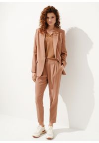 Ochnik - Kamelowe spodnie damskie w kant. Kolor: brązowy. Materiał: wiskoza. Styl: elegancki #5