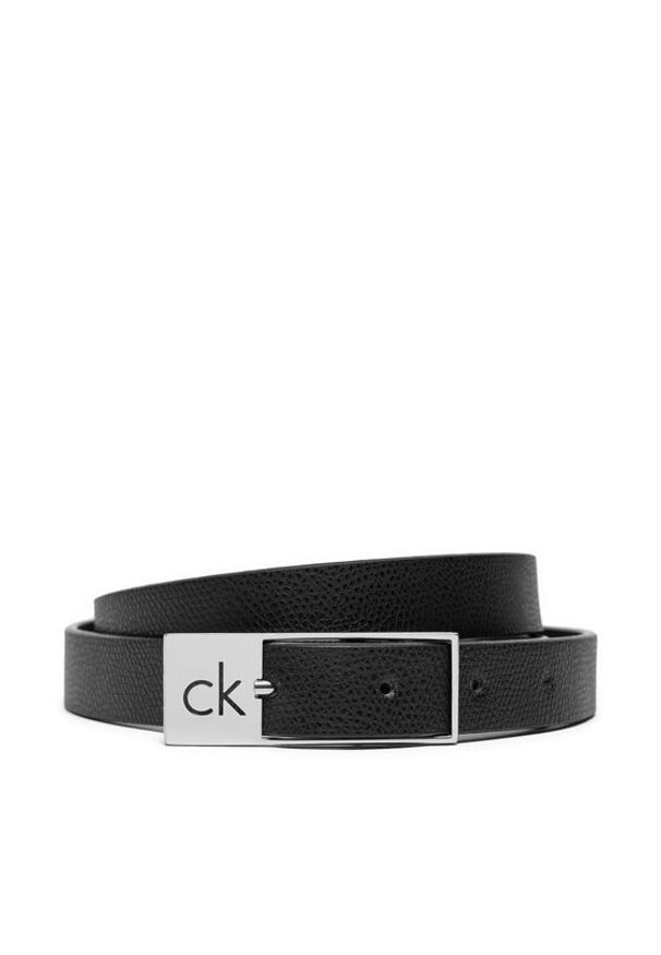 Calvin Klein Pasek Damski Ck Cut Square Buckle 2.0_Caviar K60K612864 Czarny. Kolor: czarny. Materiał: skóra