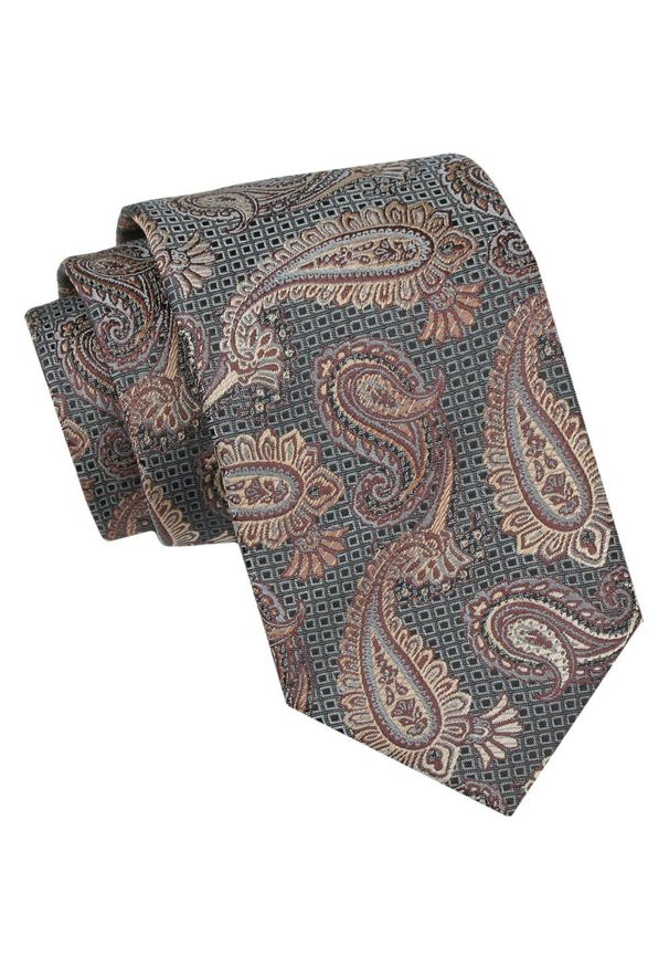 Alties - Klasyczny Męski Krawat - ALTIES - Beżowe Paisley. Kolor: brązowy, wielokolorowy, beżowy. Materiał: tkanina. Wzór: paisley. Styl: klasyczny
