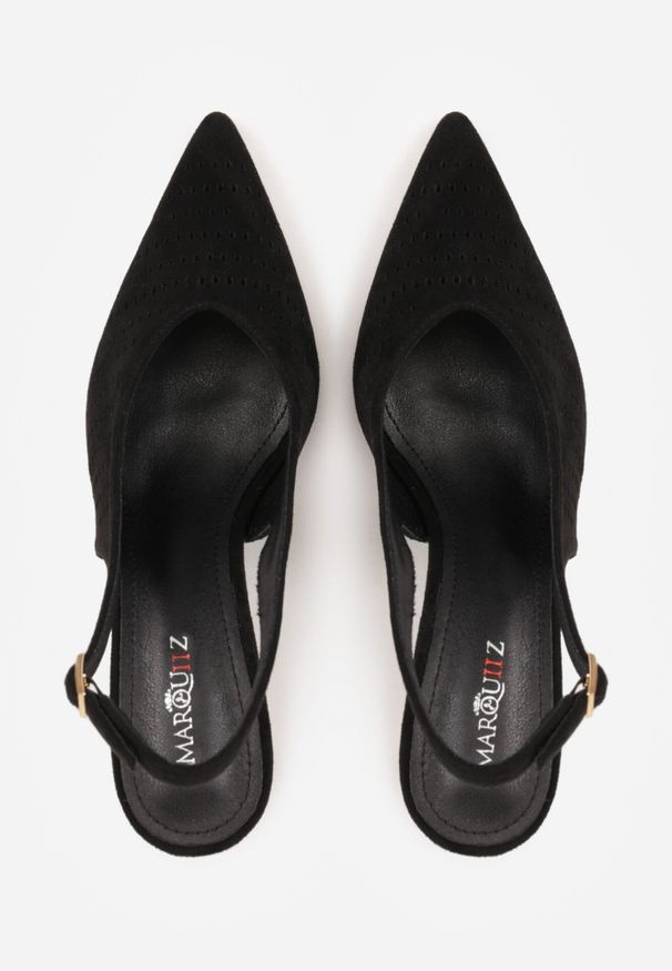 Born2be - Czarne Ażurowe Szpilki z Odkrytą Cholewką Chasianna. Okazja: na co dzień, na spotkanie biznesowe. Zapięcie: sprzączka. Kolor: czarny. Materiał: jeans, satyna. Szerokość cholewki: normalna. Wzór: ażurowy. Obcas: na szpilce. Styl: casual, biznesowy, elegancki