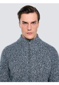 Big-Star - Sweter męski rozpinany melanżowy niebieski Dionis 402. Okazja: do pracy, na uczelnię, na co dzień. Kolor: niebieski. Materiał: dzianina, bawełna, jeans, materiał. Wzór: melanż. Styl: casual, elegancki #3