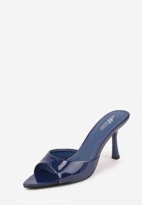 Born2be - Granatowe Klapki na Szpilce z Odkrytym Noskiem w Szpic Astranate. Kolor: niebieski. Materiał: jeans, len. Obcas: na szpilce. Styl: elegancki, klasyczny #8