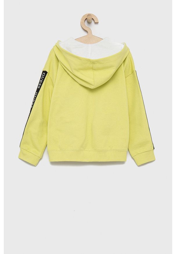 Guess - Bluza dziecięca. Okazja: na co dzień. Typ kołnierza: kaptur. Kolor: zielony. Materiał: dzianina, bawełna. Wzór: melanż. Styl: casual
