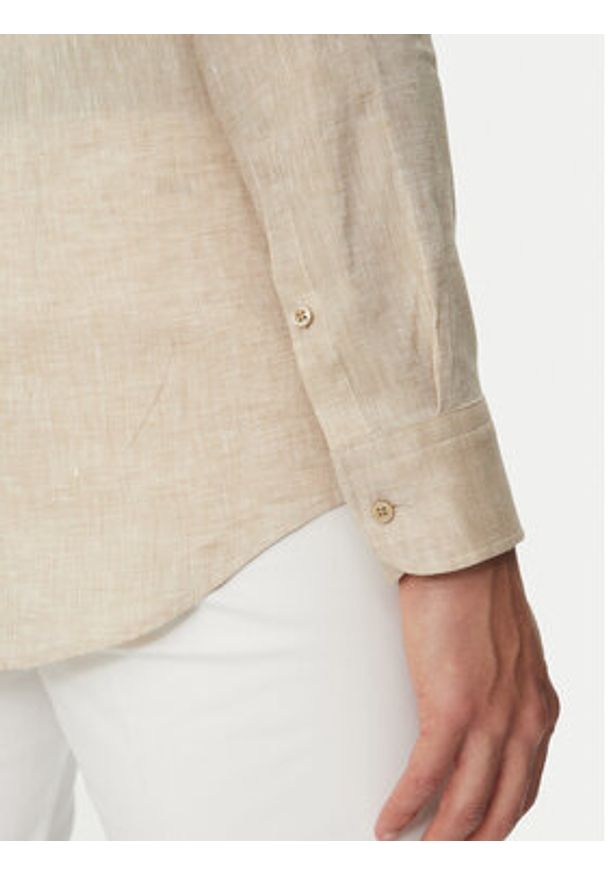 BOSS Koszula H Hank Kent C1 214 50490234 Beżowy Slim Fit. Typ kołnierza: kołnierzyk klasyczny. Kolor: beżowy. Materiał: len