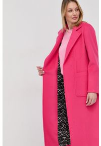 MAX&Co. Płaszcz wełniany kolor różowy przejściowy niezapinany. Okazja: na co dzień. Kolor: różowy. Materiał: wełna. Wzór: gładki. Styl: klasyczny, casual