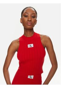 Calvin Klein Jeans Top Label J20J223151 Czerwony Slim Fit. Kolor: czerwony. Materiał: lyocell #5