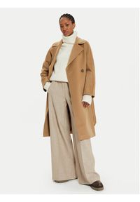 Weekend Max Mara Płaszcz wełniany Cascia 2425016082 Beżowy Regular Fit. Kolor: beżowy. Materiał: kaszmir