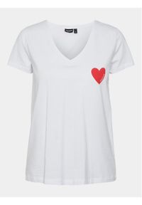 Pieces T-Shirt Musi 17148651 Biały Regular Fit. Kolor: biały. Materiał: bawełna