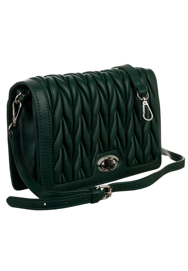 DAVID JONES - Listonoszka c. zielona David Jones 6637-4 DARK GREEN. Kolor: zielony. Wzór: aplikacja. Materiał: skórzane. Styl: elegancki