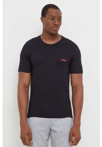 Hugo - HUGO t-shirt bawełniany 3-pack kolor granatowy z nadrukiem. Kolor: niebieski. Materiał: bawełna. Długość rękawa: krótki rękaw. Długość: krótkie. Wzór: nadruk #5