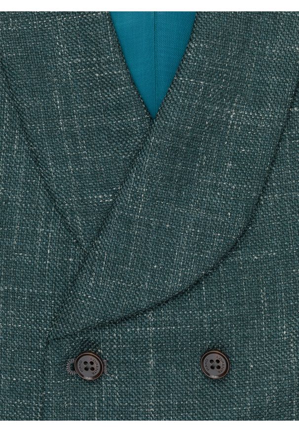 Pako Lorente - PAKO LORENTE – Zielona dwurzędowa kamizelka męska. Kolor: zielony. Wzór: melanż