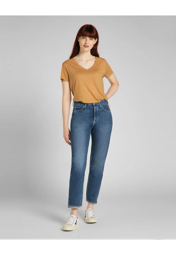 Lee - LEE V NECK TEE DAMSKI T-SHIRT TOBACCO BROWN L41JENSZ 112140036
