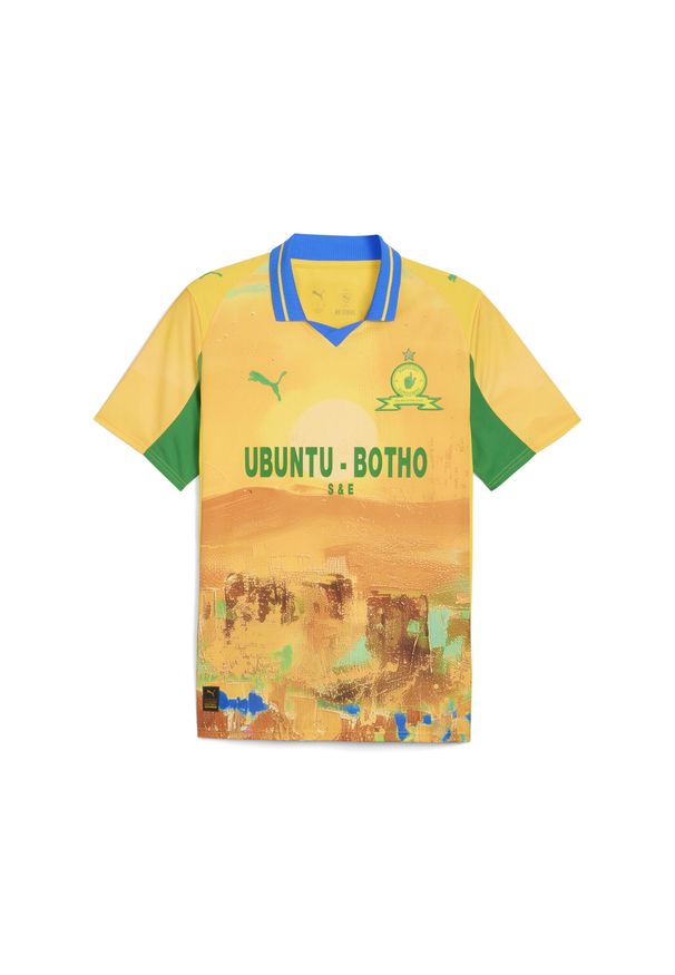 Puma - Męska koszulka KIDSUPER × MAMELODI SUNDOWNS PUMA. Kolor: wielokolorowy, żółty, zielony. Sport: piłka nożna