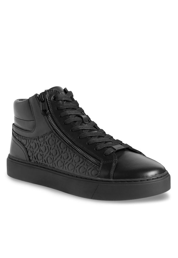 Sneakersy Calvin Klein High Top Lace Up W/Zip Mono HM0HM01180 Triple Black Mono 0GL. Kolor: czarny