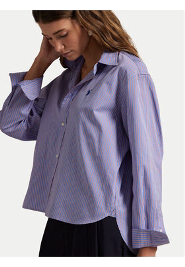 Polo Ralph Lauren Koszula 211973130001 Fioletowy Boxy Fit. Typ kołnierza: polo. Kolor: fioletowy. Materiał: bawełna
