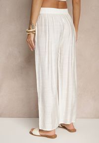 Renee - Jasnobeżowe Spodnie z Wiskozy High Waist o Szerokim Kroju Divlise. Okazja: na co dzień. Stan: podwyższony. Kolor: beżowy. Materiał: wiskoza. Styl: elegancki, casual #3