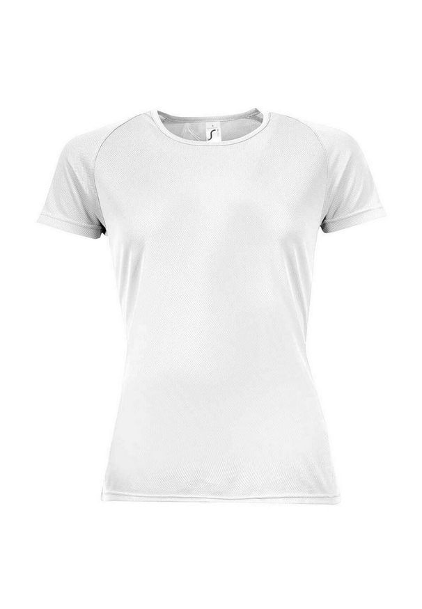 SOL'S - Koszulka Damska Sportowa Raglanowa. Kolor: biały. Długość rękawa: raglanowy rękaw. Sport: turystyka piesza