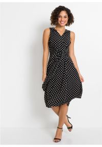 Sukienka z nadrukiem bonprix czarno-biały w kropki. Kolor: czarny. Wzór: kropki, nadruk #6