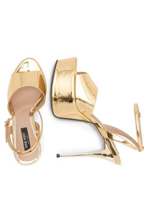 Nine West Sandały CHANDA ZL23031CC Złoty. Kolor: złoty. Materiał: skóra
