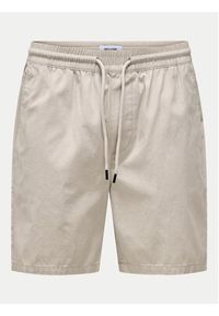 Only & Sons Szorty materiałowe Tel 22027949 Beżowy Regular Fit. Kolor: beżowy. Materiał: bawełna