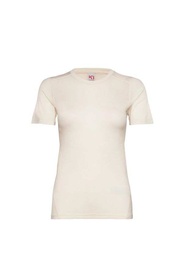 KARI TRAA - Koszulka damska Kari Traa Lucie. Typ kołnierza: dekolt w karo. Kolor: beżowy. Sport: turystyka piesza