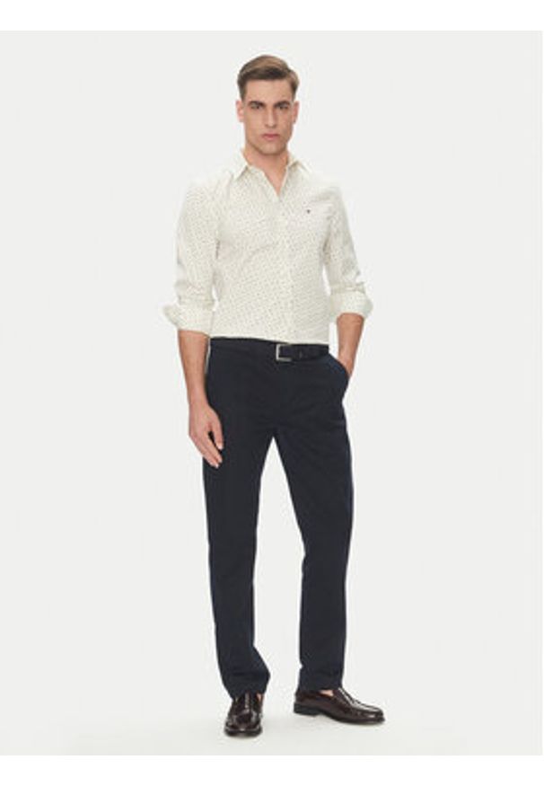 TOMMY HILFIGER - Tommy Hilfiger Koszula MW0MW38559 Beżowy Slim Fit. Kolor: beżowy. Materiał: bawełna