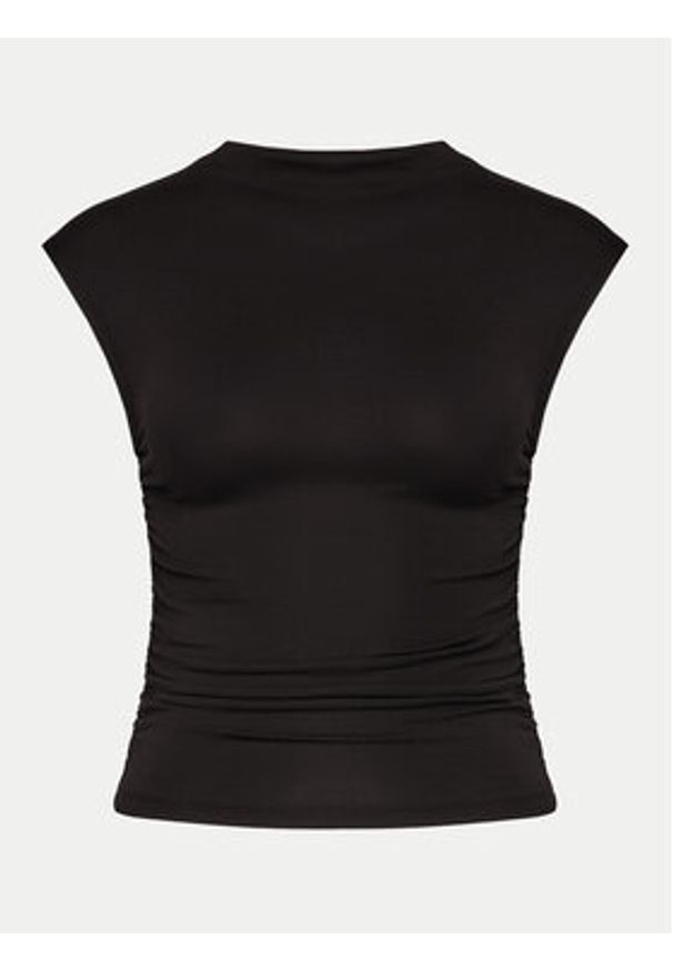 Gina Tricot Top 20883 Czarny Slim Fit. Kolor: czarny. Materiał: wiskoza