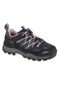 Buty trekkingowe dziewczęce, CMP Rigel Low Kids. Zapięcie: sznurówki. Kolor: wielokolorowy, niebieski, czarny. Materiał: guma, skóra, tkanina, materiał, syntetyk. Szerokość cholewki: normalna