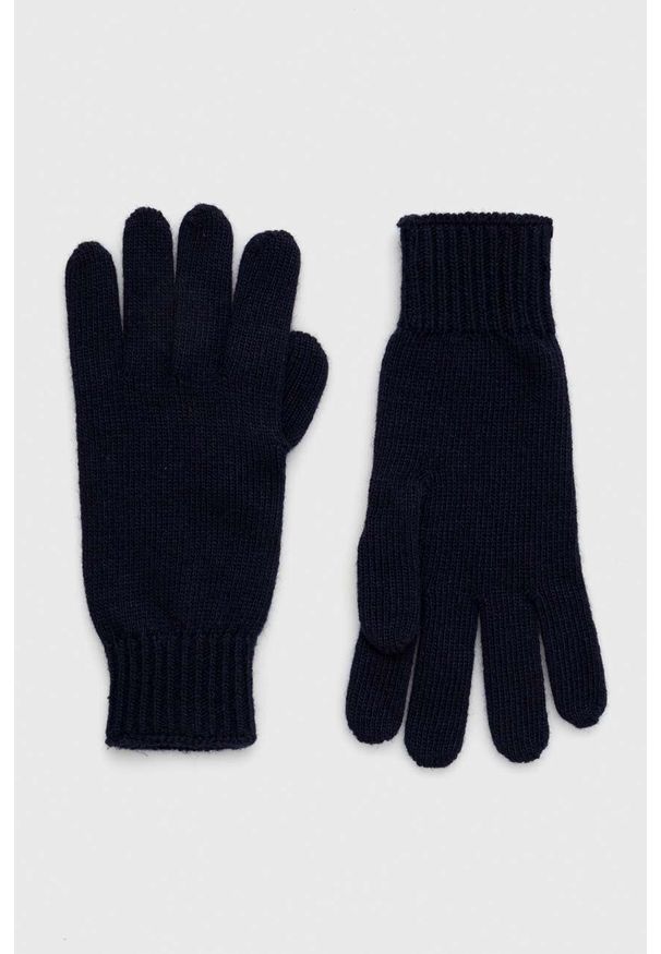 Max Mara Leisure rękawiczki z domieszką wełny kolor granatowy. Kolor: niebieski. Materiał: wełna