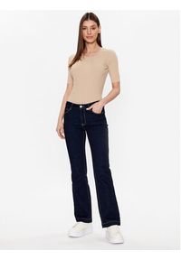 Trussardi Jeans - Trussardi Sweter 56M00583 Beżowy Slim Fit. Kolor: beżowy. Materiał: syntetyk