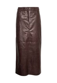 GESTUZ - Gestuz Spódnica skórzana 10908393 Brązowy Relaxed Fit. Kolor: brązowy. Materiał: skóra #3