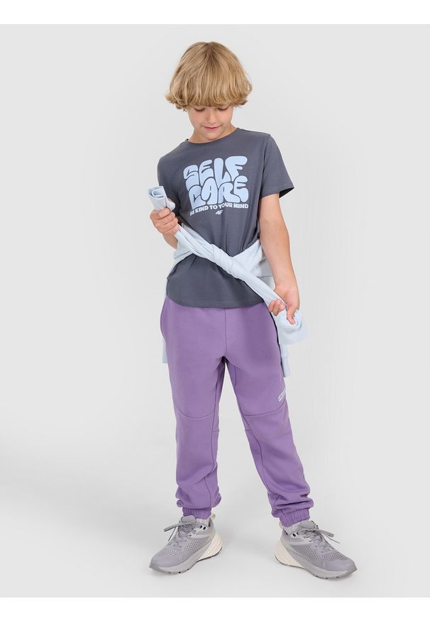 4f - 4F T-shirt regular z nadrukiem chłopięcy - szary 158 (12-13 lat). Okazja: na co dzień. Kolor: szary. Wzór: nadruk. Sezon: lato. Styl: casual