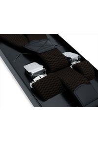 Modini - Szerokie ciemnobrązowe szelki męskie do spodni XL139. Kolor: brązowy. Materiał: skóra, guma #1