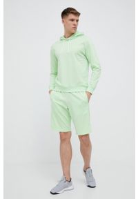 EA7 Emporio Armani bluza bawełniana męska kolor zielony z kapturem z aplikacją. Typ kołnierza: kaptur. Kolor: zielony. Materiał: bawełna. Wzór: aplikacja #3