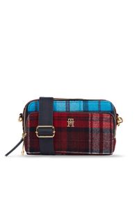 TOMMY HILFIGER - Tommy Hilfiger Torebka Iconic Tommy Camera Bag Check C AW0AW15206 Bordowy. Kolor: czerwony