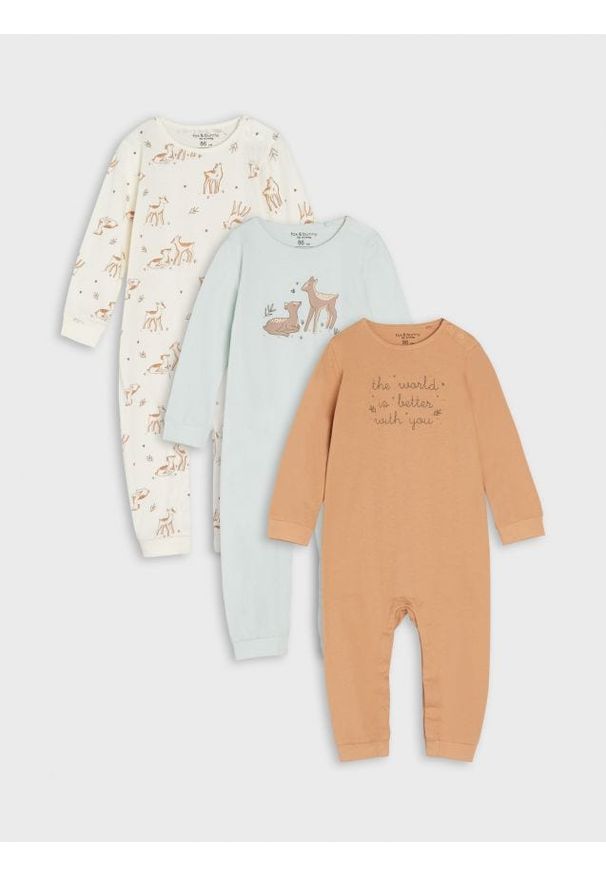 Sinsay - Pajacyki 3 pack - zielony. Kolor: zielony. Materiał: bawełna