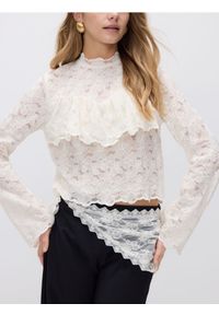 Reserved - Koronkowa bluzka z bawełną - złamana biel. Materiał: bawełna, koronka #1