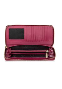 Ochnik - Różowy skórzany portfel damski na pasku. Kolor: różowy. Materiał: skóra #6