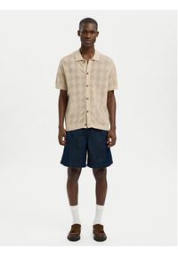 Selected Homme Koszula 16097564 Beżowy Regular Fit. Kolor: beżowy. Materiał: bawełna
