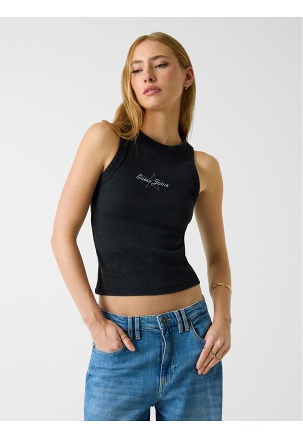 Guess Jeans Top 180345 Czarny Classic Fit. Kolor: czarny