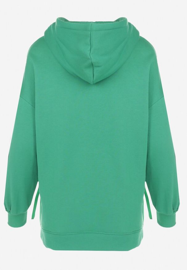 Born2be - Zielona Bluza Oversize z Kapturem Kulsum. Typ kołnierza: kaptur. Kolor: zielony. Materiał: tkanina, bawełna. Długość: długie. Wzór: jednolity, gładki