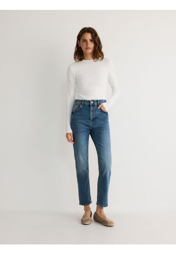 Reserved - Jeansy slim fit - niebieski. Stan: podwyższony. Kolor: niebieski