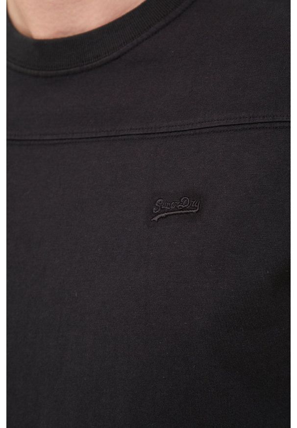Superdry t-shirt bawełniany kolor czarny gładki. Kolor: czarny. Materiał: bawełna. Wzór: gładki