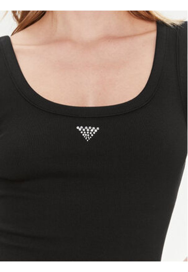 Guess Top W3YP68 KA0H1 Czarny Regular Fit. Kolor: czarny. Materiał: bawełna