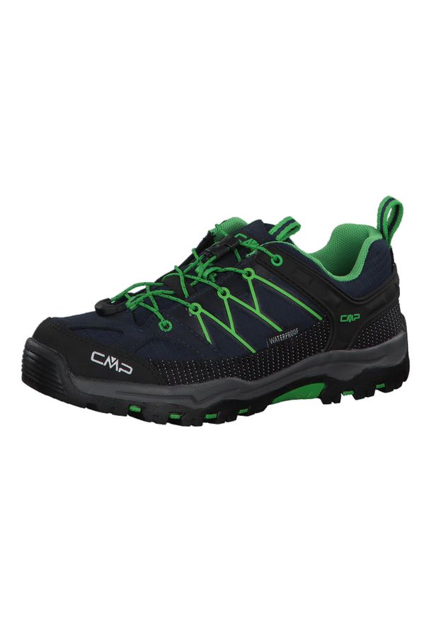 Buty turystyczne dziecięce CMP Rigel Low Trekking Shoe WP. Kolor: czarny, zielony, wielokolorowy. Styl: sportowy. Sport: turystyka piesza