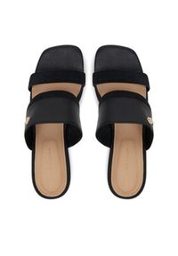 TOMMY HILFIGER - Tommy Hilfiger Klapki Leather & Suede Block Heel Mule FW0FW08530 Czarny. Kolor: czarny. Materiał: zamsz, skóra #3