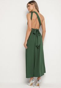 Born2be - Ciemnozielona Koktajlowa Sukienka Multiway z Wiskozą i Wiązaniem na Szyi Lilazza. Okazja: na imprezę. Typ kołnierza: dekolt w kształcie V. Kolor: zielony. Materiał: wiskoza. Typ sukienki: rozkloszowane. Styl: wizytowy #5