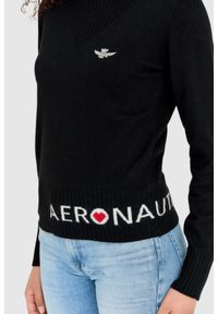 Aeronautica Militare - AERONAUTICA MILITARE Czarny sweter damski z domieszką kaszmiru. Kolor: czarny. Materiał: poliamid #2
