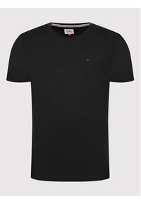 Tommy Jeans T-Shirt DM0DM04411 Czarny Slim Fit. Kolor: czarny. Materiał: bawełna