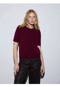 Reserved - Wełniany sweter - bordowy. Kolor: czerwony. Materiał: wełna #1